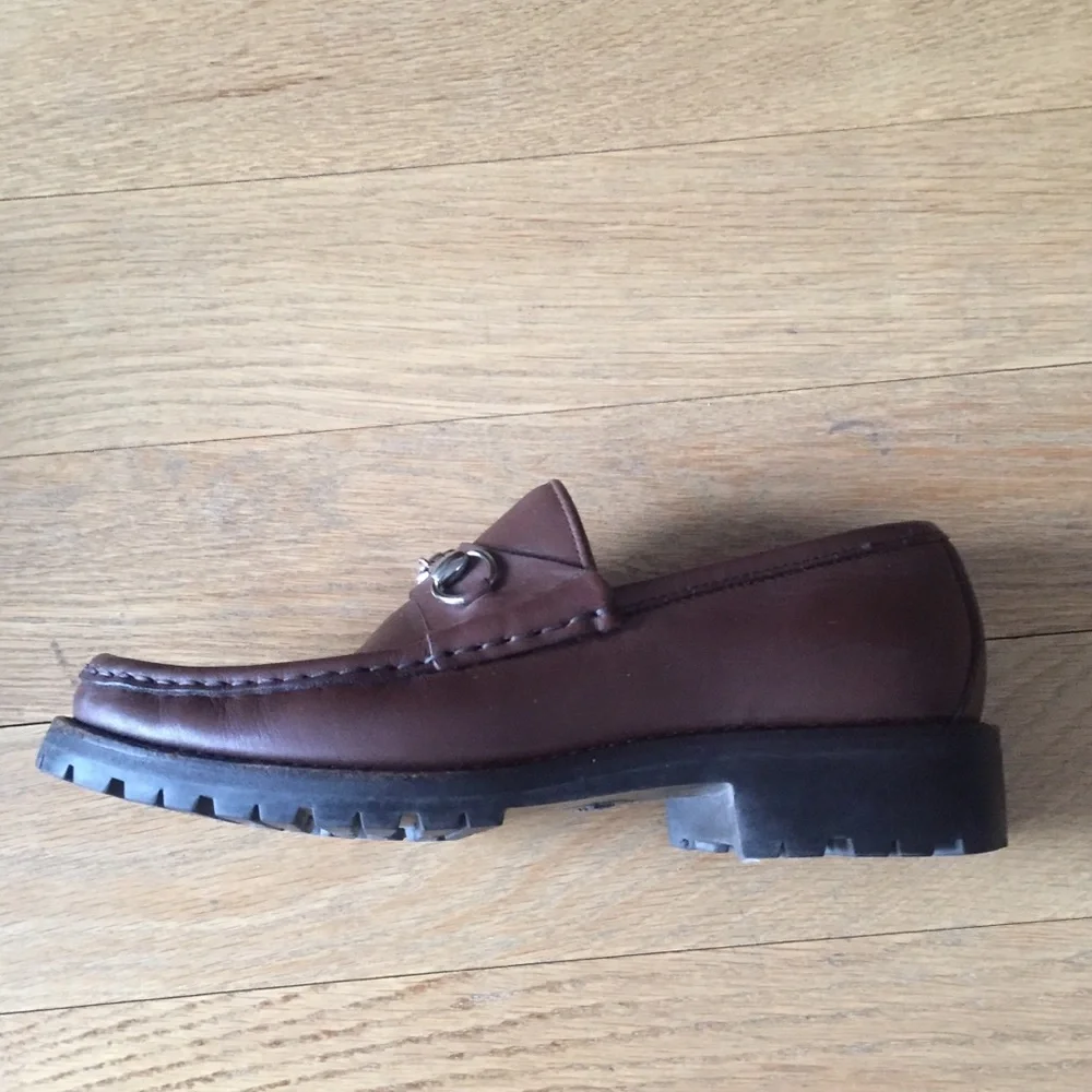 Brown Leather Loafers With Horse Bit Trim, (A Popular Gucci Feature) Size 6.5 - Picture 2 of 5